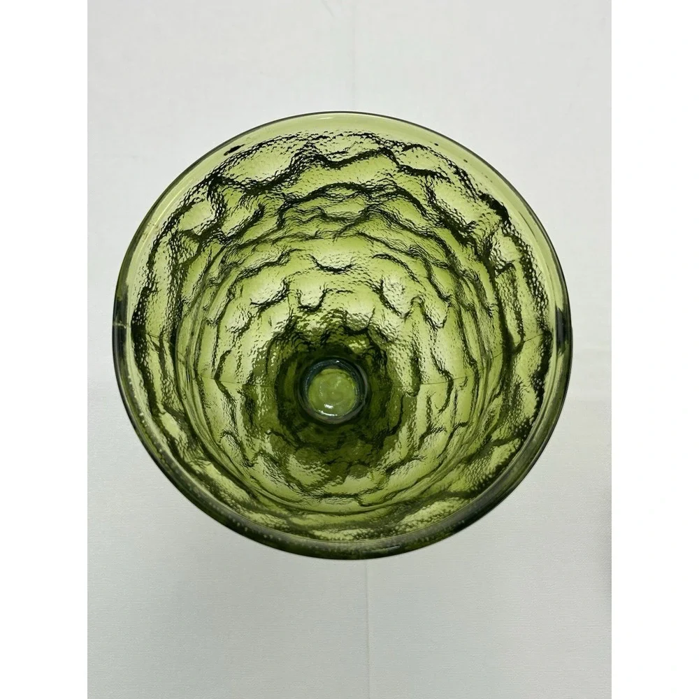 Vintage EO Brody M3000 Olive Green Textured Pedestal Glass Vase Planter 7